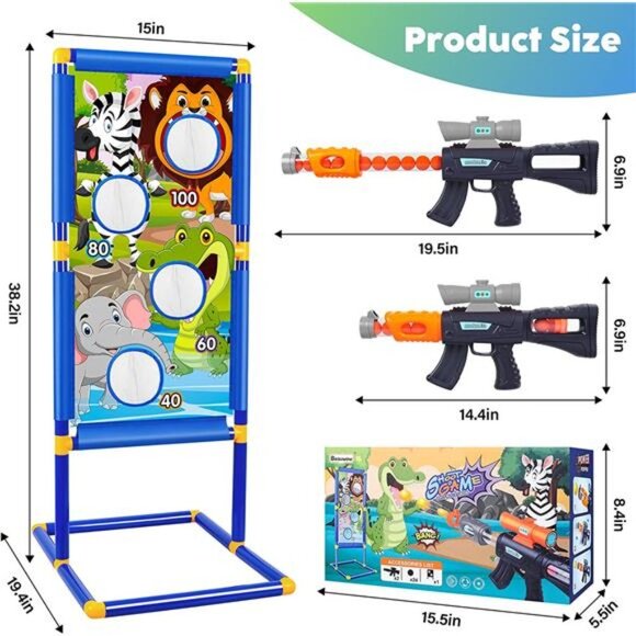 Shooting Game Toy for Boys Girls, with Animal Shooting Target and 24 Foam Balls - Picture 2 of 7